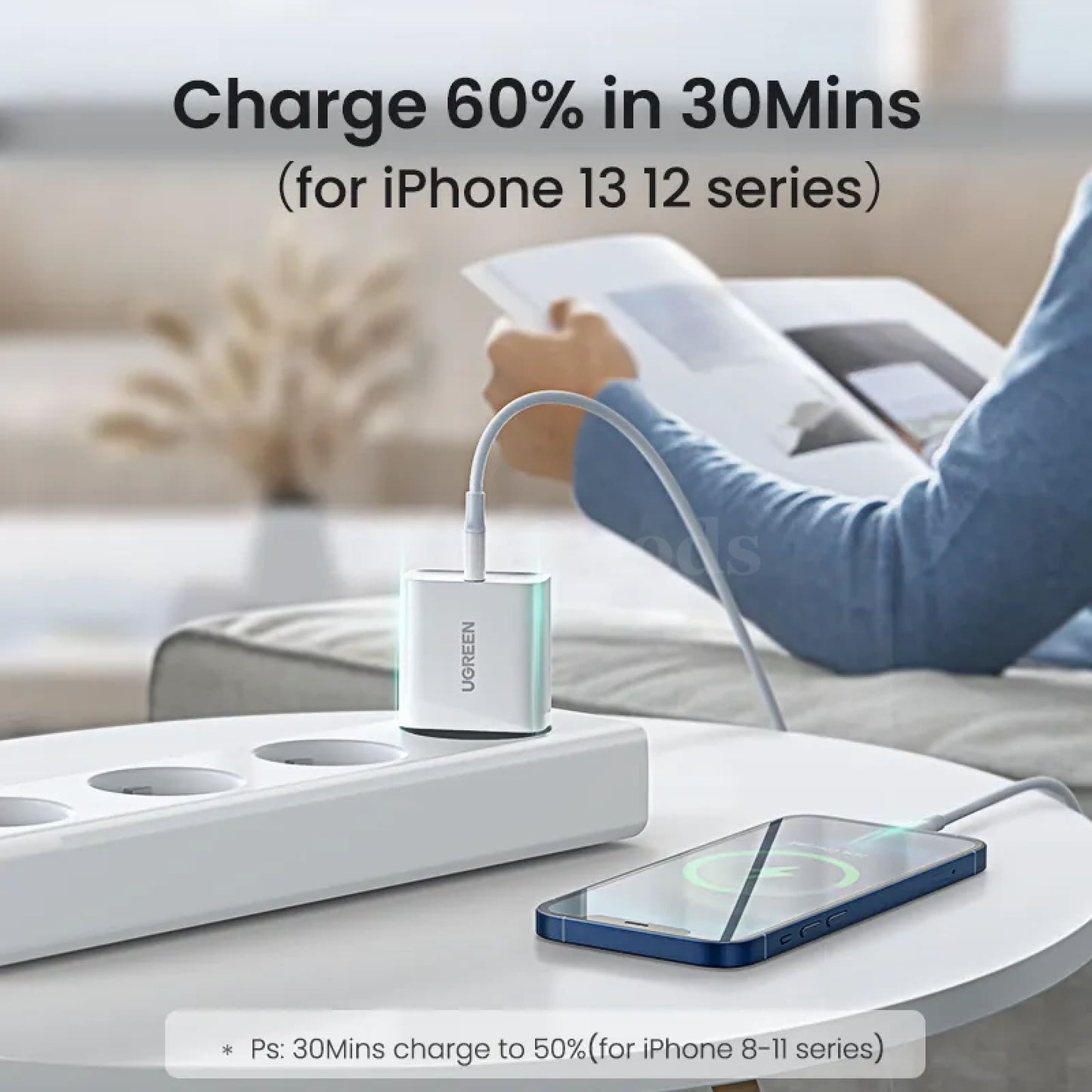 Ugreen Quick Charge 4.0 Usb-C 20W Fast Pd Charger For Iphone 15/14/13/12 Xiaomi 301635