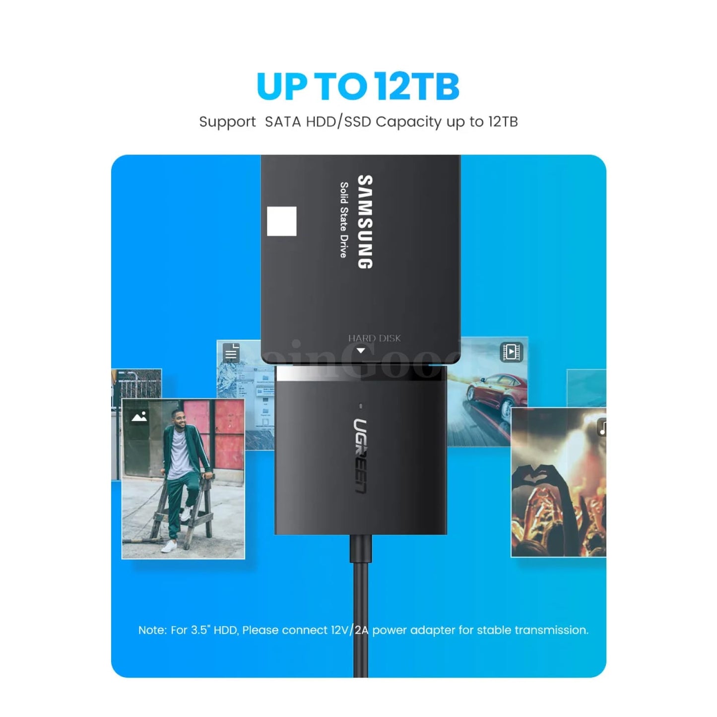 Ugreen Sata 3 To Usb Adapter 3.0/2.0 Cable Converter For 2.5 3.5 Hdd Ssd 301635
