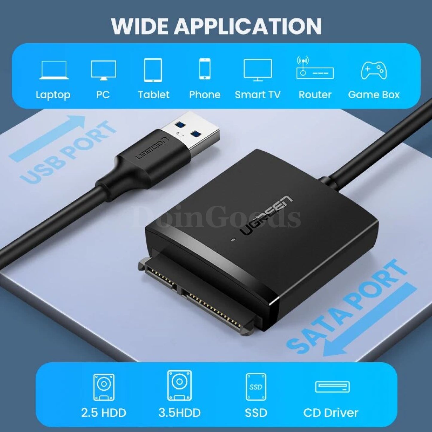 Ugreen Sata 3 To Usb Adapter 3.0/2.0 Cable Converter For 2.5 3.5 Hdd Ssd 301635