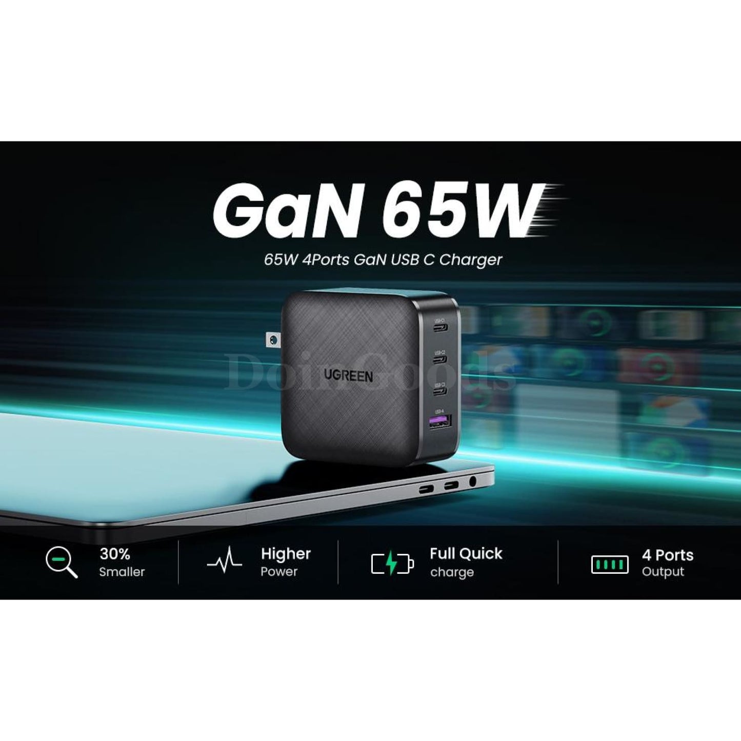 Ugreen Us Plug Gan Laptop Charger 100W/65W Fast Charging 301635