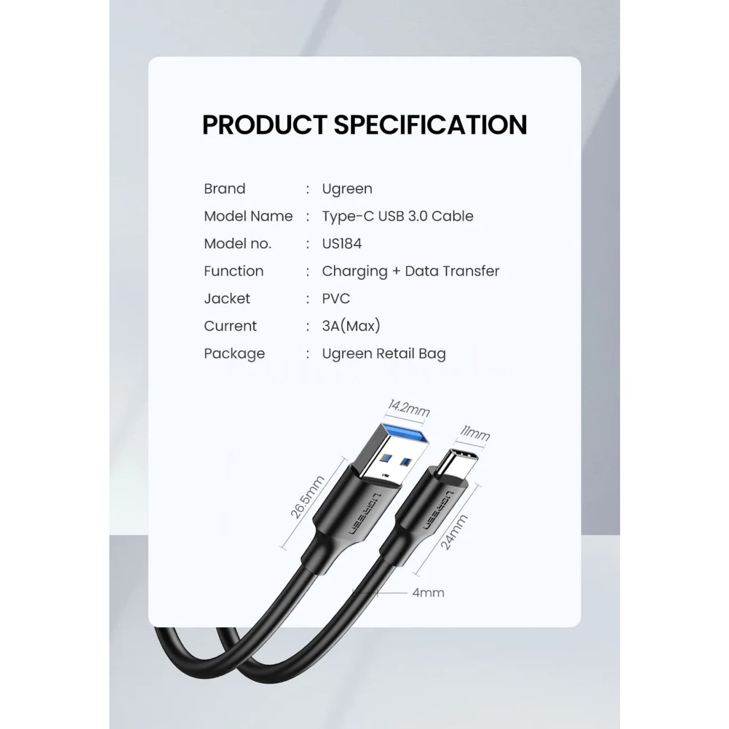 Ugreen Usb 3.0 A To Type C Cable 5Gbps Superspeed Data Ipad Pro Ssd M2 Enclosure 301635