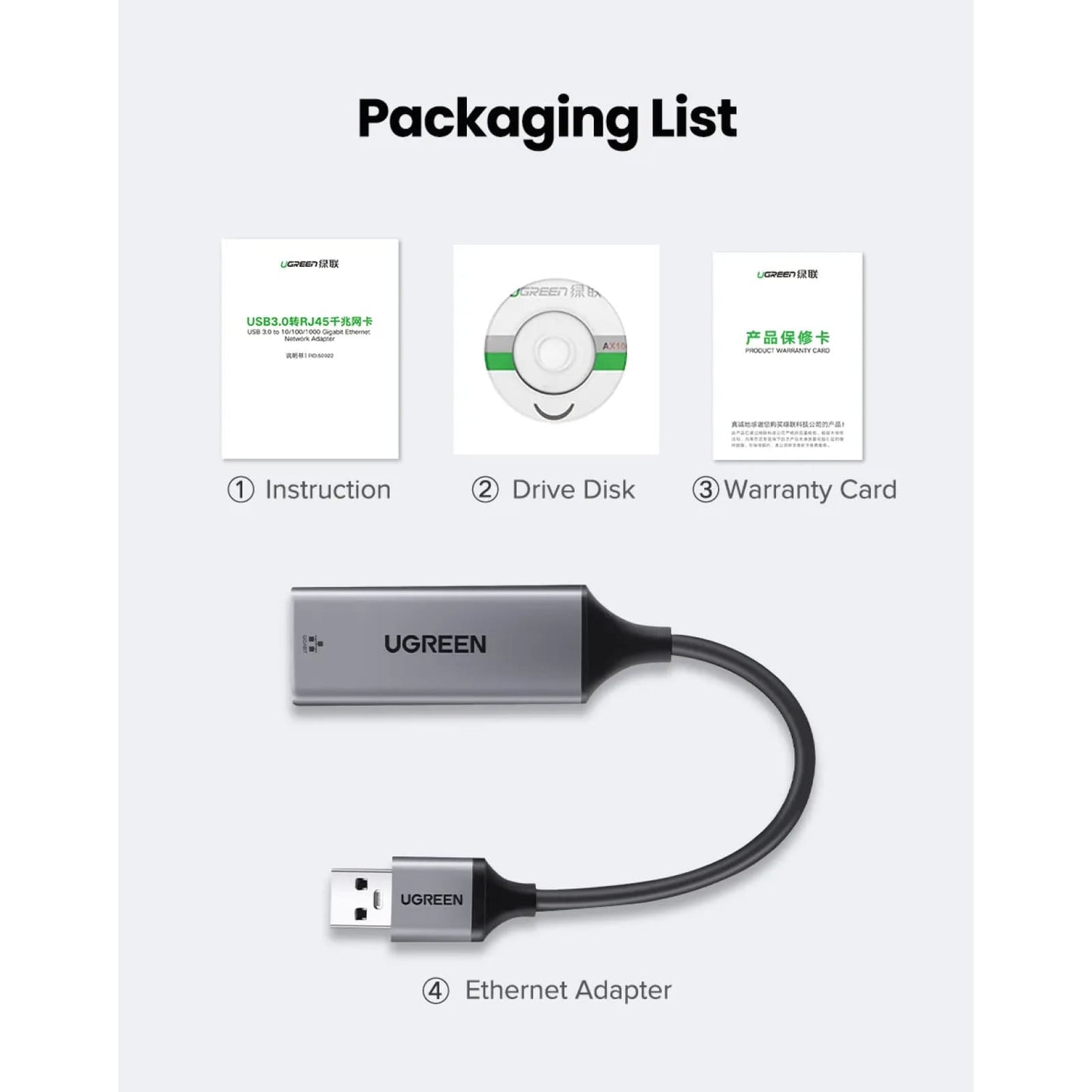 Ugreen Usb 3.0 Ethernet Adapter Network Card For Win 10 Pc Xiaomi Mi Box 301635