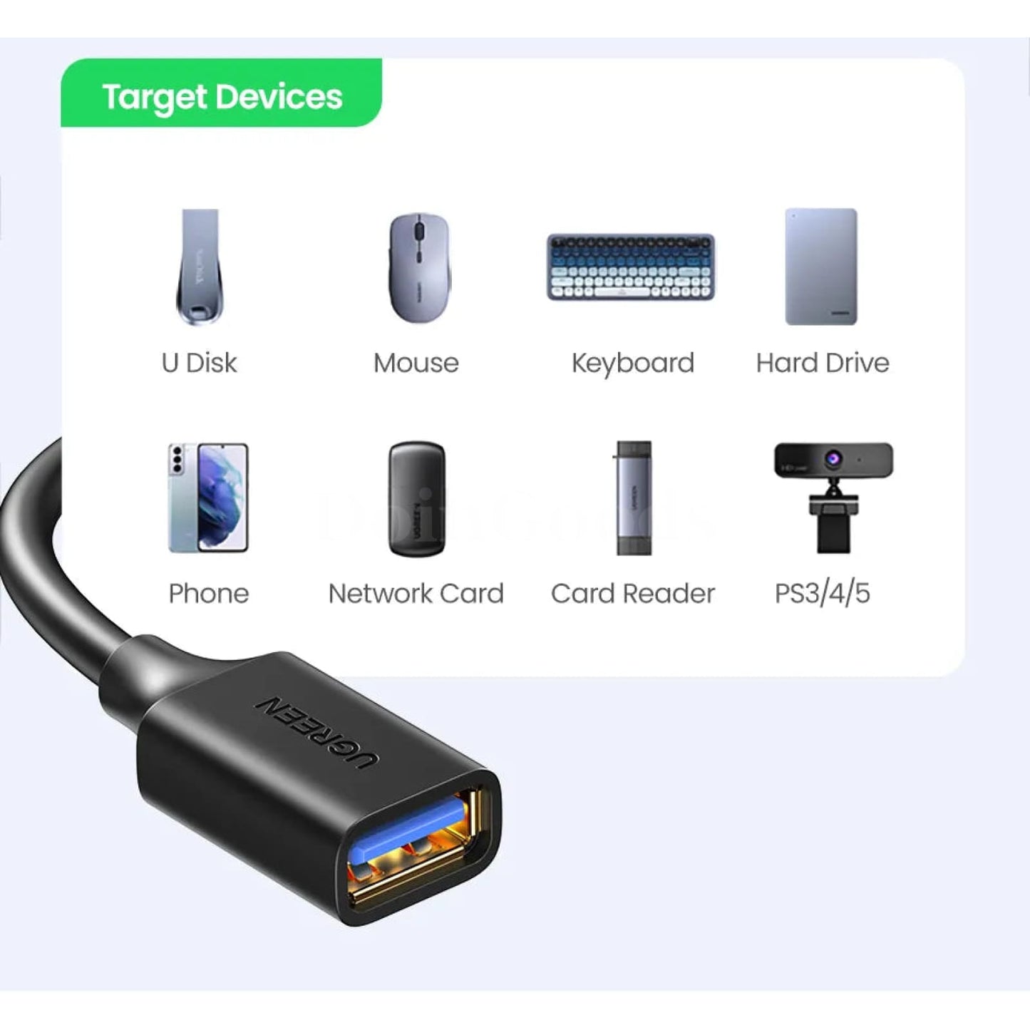 Ugreen Usb 3.0 Extension Cable For Smart Laptop Tv Xbox One Ssd Mini Fast Speed Cord 301635