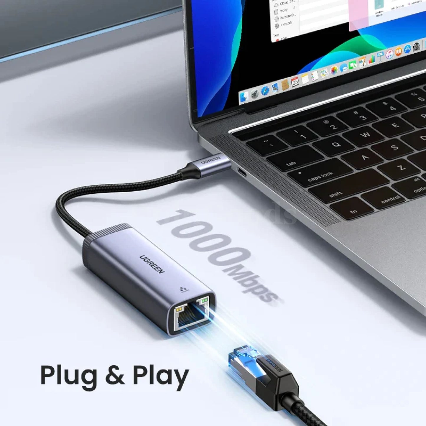 Ugreen Usb C Ethernet Adapter 1000/100Mbps Lan Rj45 For Laptop Macbook 301635