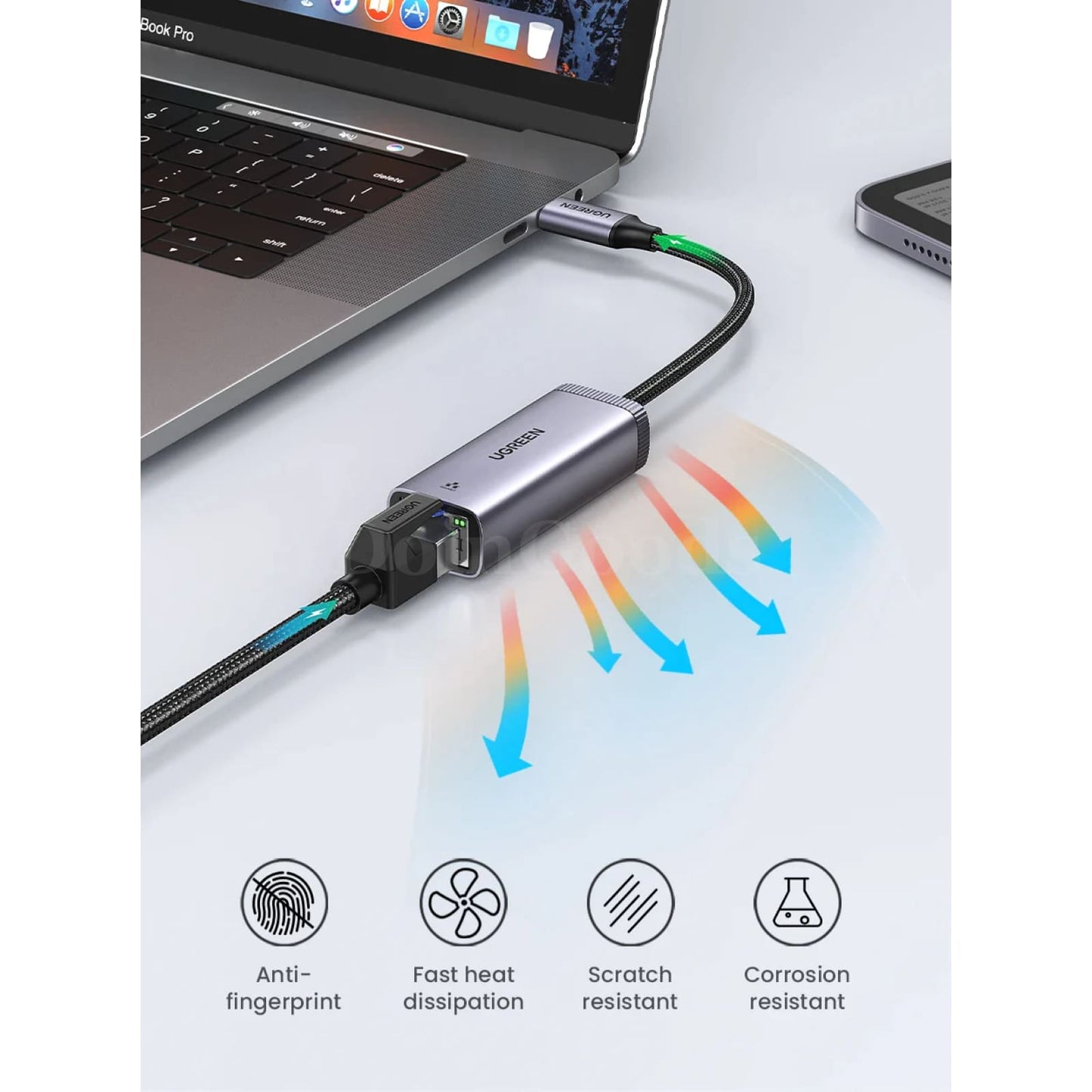 Ugreen Usb C Ethernet Adapter 1000/100Mbps Lan Rj45 For Laptop Macbook 301635