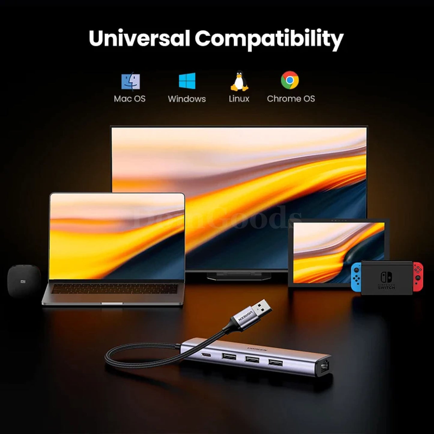 Ugreen Usb Ethernet Adapter 1000/100Mbps 3.0 Hub For Xiaomi Mi Box Macbook 301635