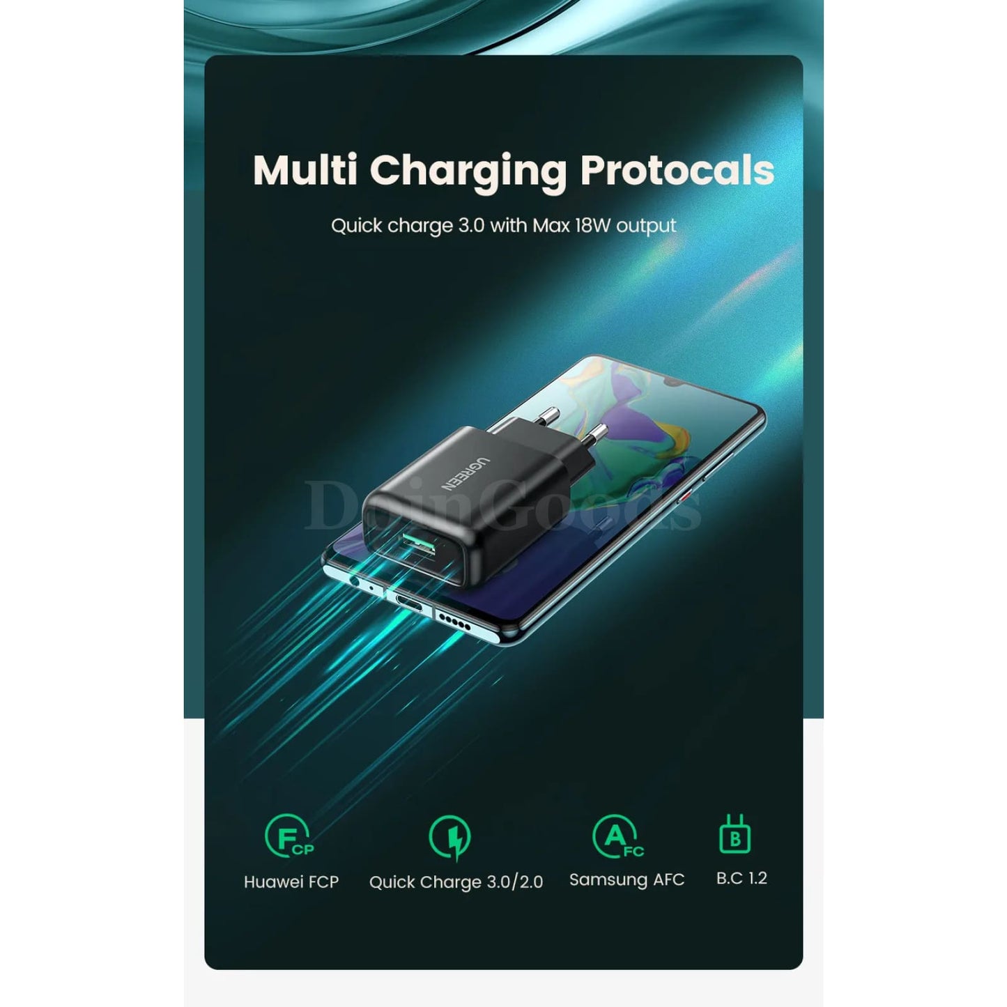Ugreen Usb Quick Charge 3.0 Qc 18W Wall Fast Charger For Samsung Huawei Xiaomi 301635