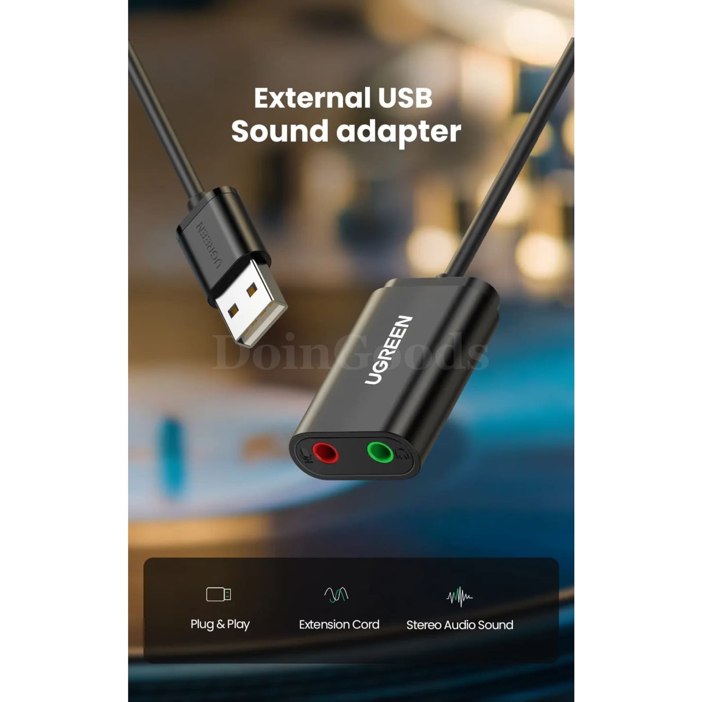 Ugreen Usb Sound Card - External 3.5Mm Adapter For Microphone And Speaker Audio Interface 301635
