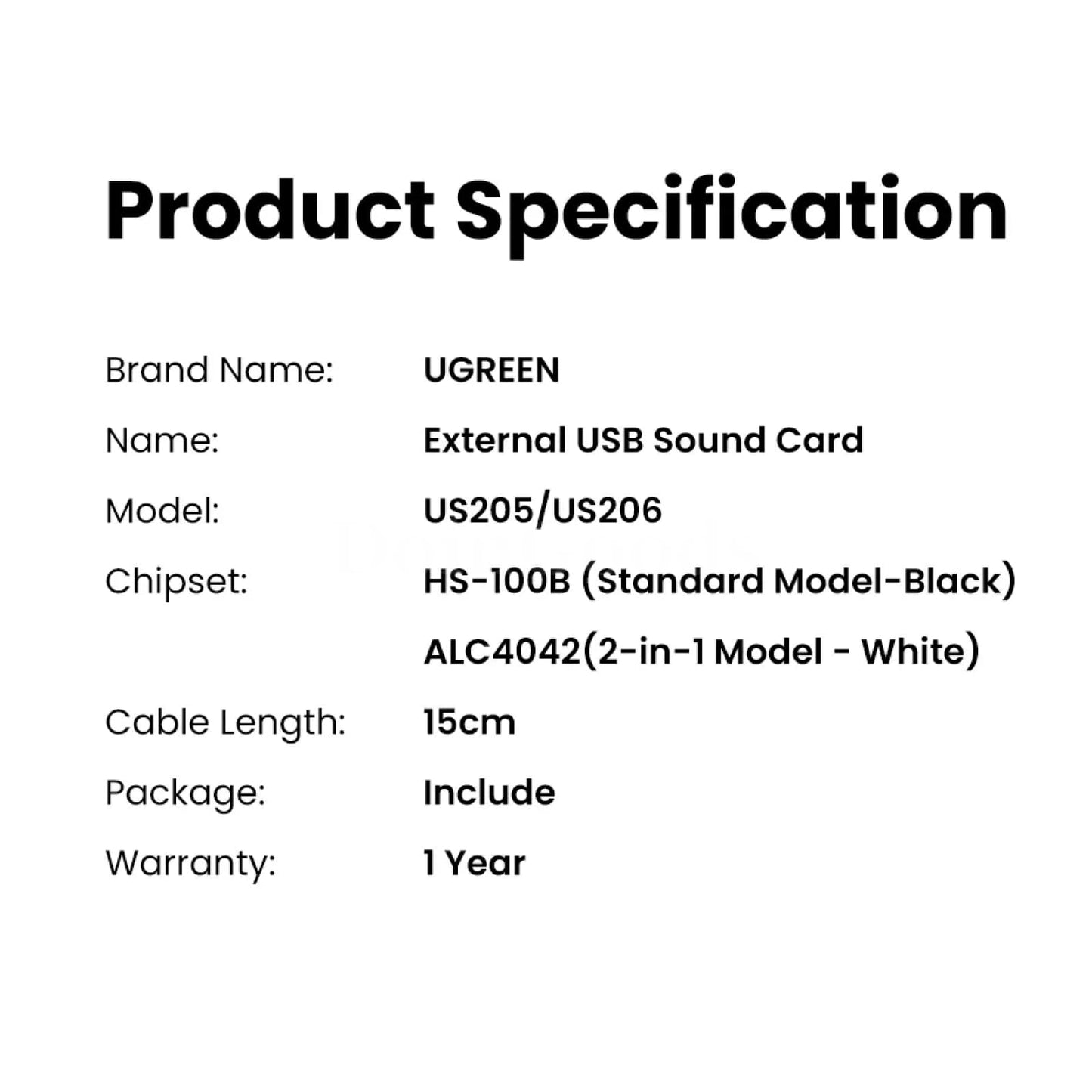 Ugreen Usb Sound Card - External 3.5Mm Adapter For Microphone And Speaker Audio Interface 301635