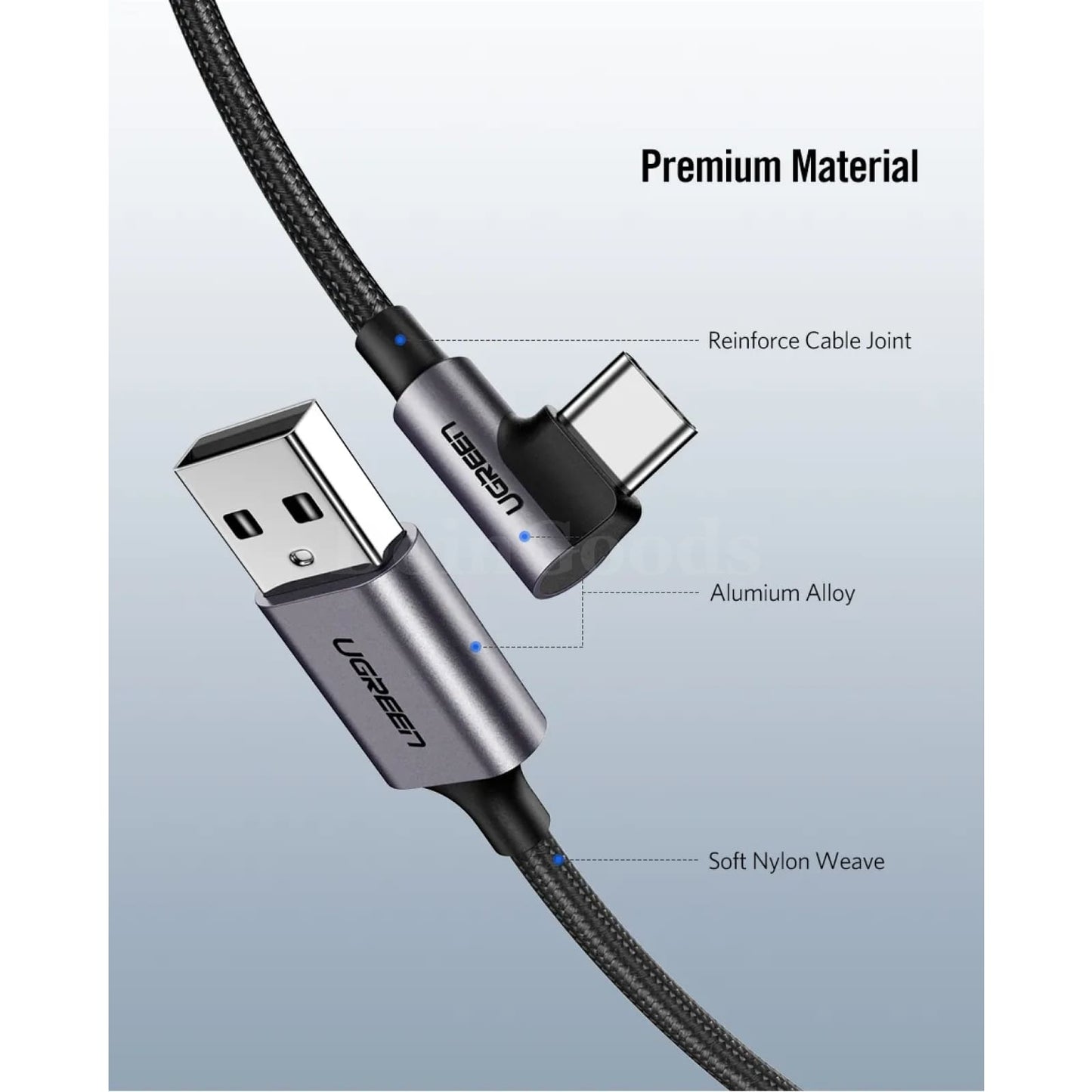 Ugreen Usb Type C Cable Samsung Plus Quick Charge 3.0 Right-Angled Fast Data 301635