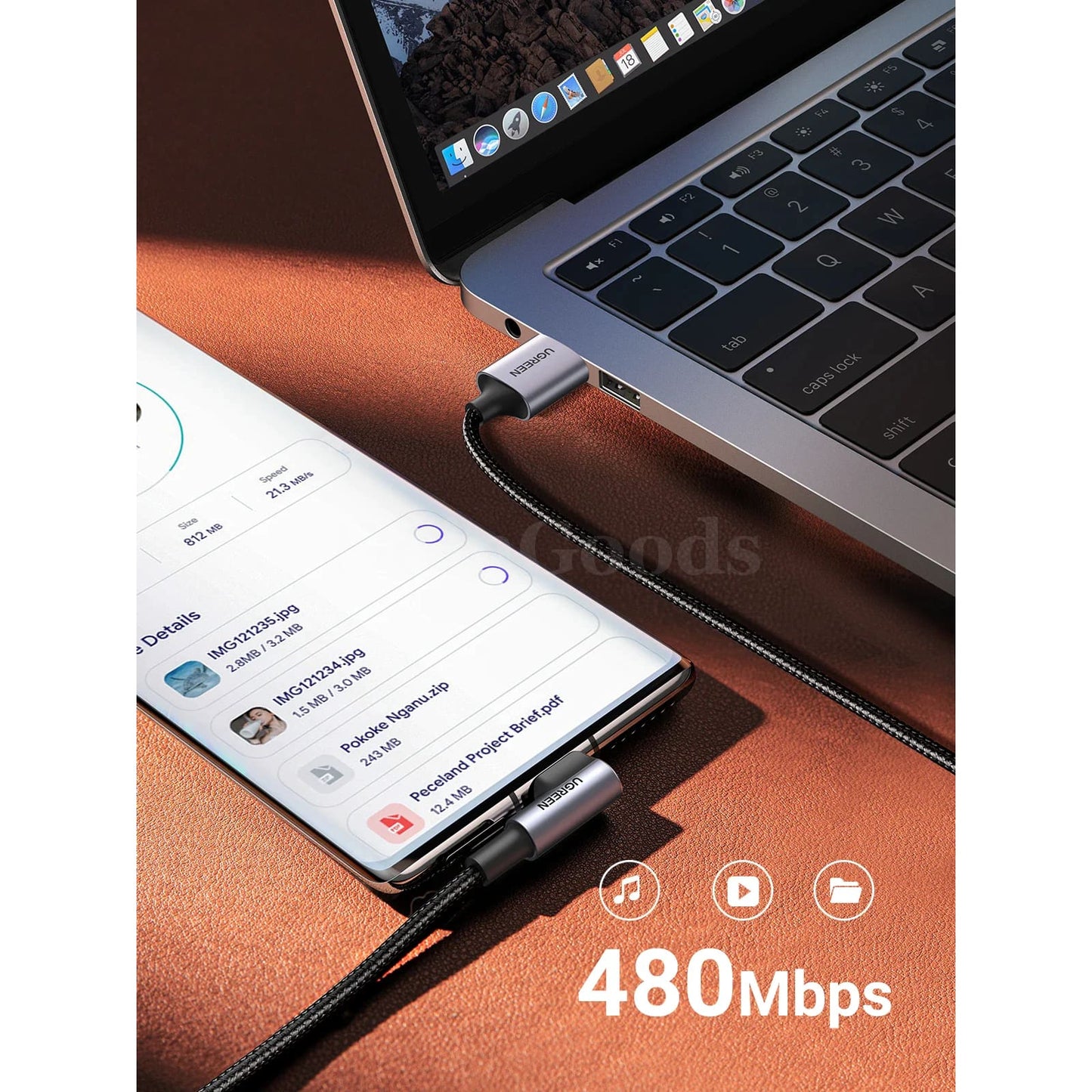 Ugreen Usb Type C Cable Samsung Plus Quick Charge 3.0 Right-Angled Fast Data 301635