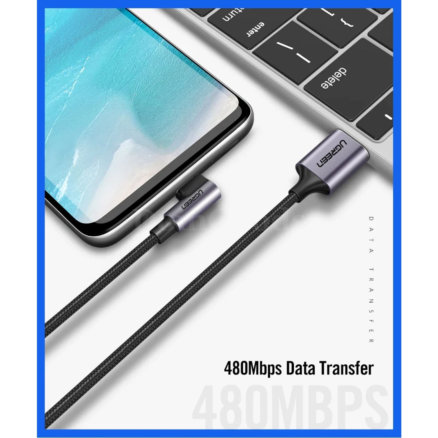 Ugreen Usb Type C Cable Samsung Plus Quick Charge 3.0 Right-Angled Fast Data 301635