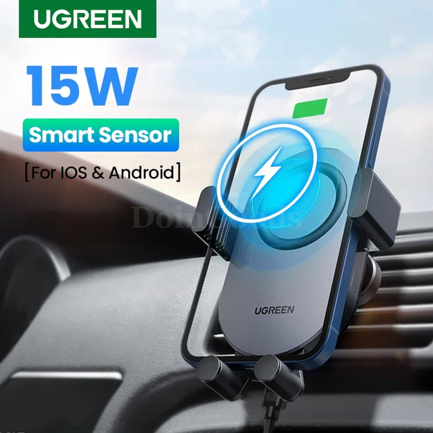 Ugreen Wireless Charger Qi 15W Car Phone Holder Samsung Air Vent Automatic Stand 301635
