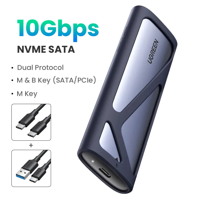 Ugreen M2 SSD Case NVMe SATA Dual Protocol to USB-C 3.1 Adapter Disk Box