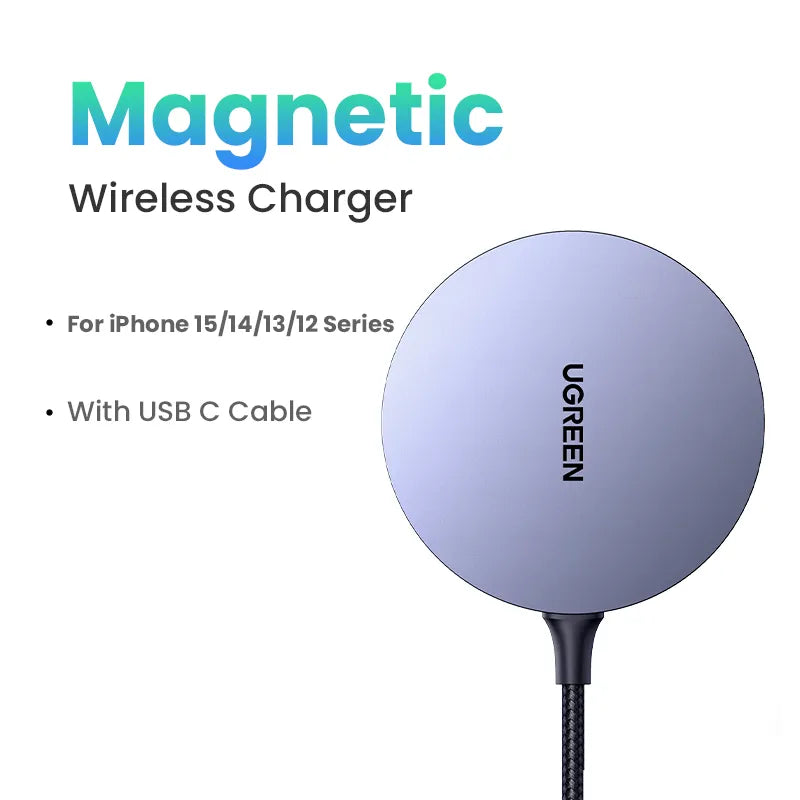 Ugreen Magnetic Wireless Charger iPhone 15 14 13 Pro Max Induction Charging Pad