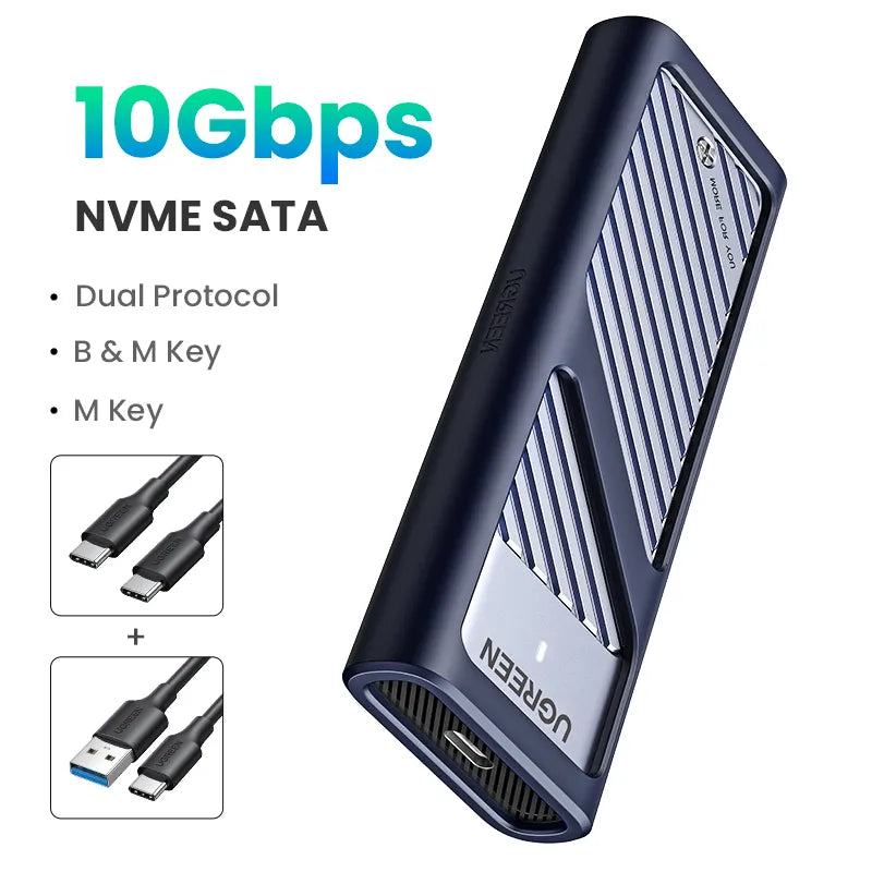 Ugreen M2 SSD Case NVMe SATA Dual Protocol to USB-C 3.1 Adapter Disk Box