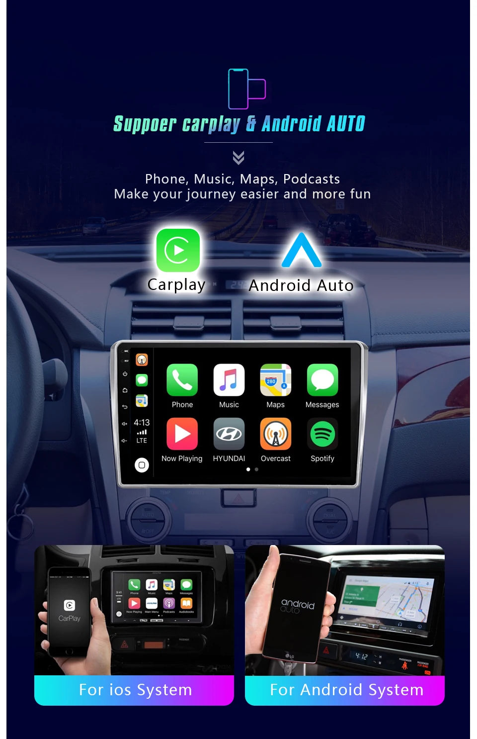 Roadwise 2Din Android Car Radio Multimedia CarPlay For Kia Cee'd Ceed JD 2012 2013 2014 2015 2016 2017 2018 4G GPS DVD autoradio