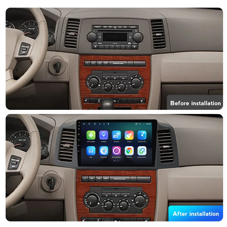 8+256 Android 12 Car Radio Carplay For Jeep Grand Cherokee 2004 2005 2006 2007 Multimedia 4G Wifi DSP DVD 2 Din Autoradio Stereo