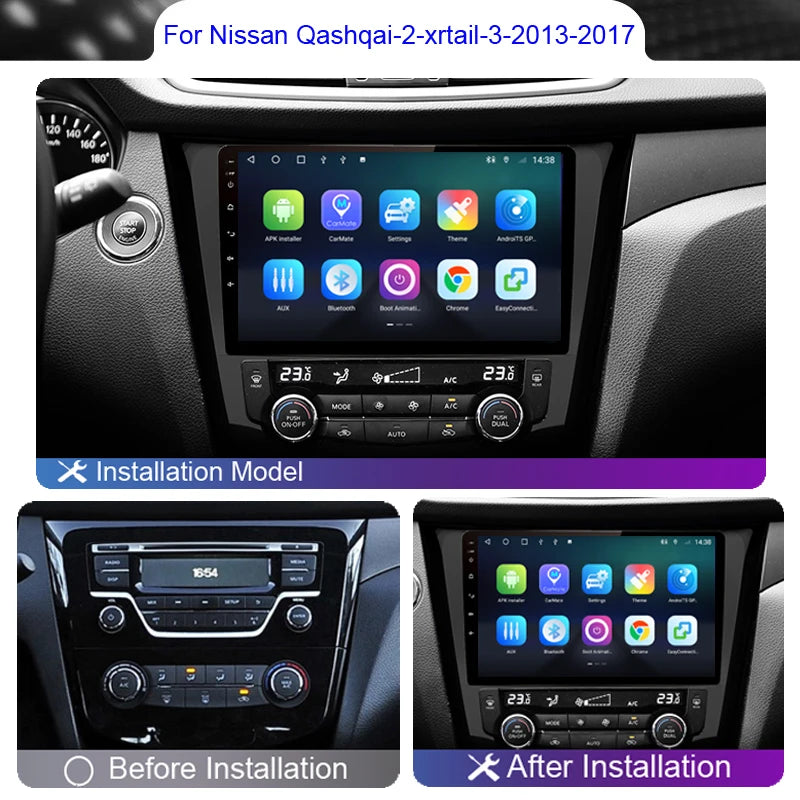 Roadwise Android Car Radio Multimedia Carplay For Nissan Qashqai J11 X-Trail T32 Rogue Dualis 2013-2018 4G Wifi GPS DVD DSP 2Din