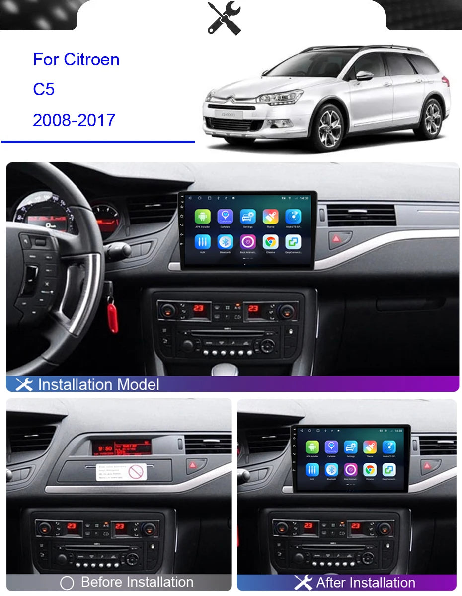 Roadwise Android 12 Car Radio Carplay For Citroen C5 2008 - 2017 Multimedia 4G Wifi Navi GPS 2din DVD IPS DSP Autoradio Headunit