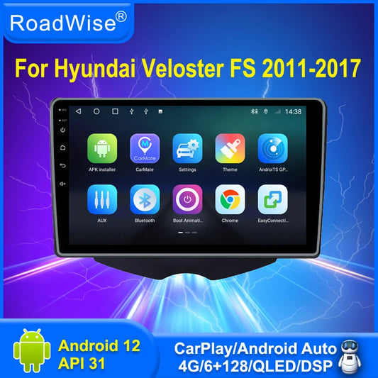 8+256 2 din Multimedia Android Car Radio For Hyundai Veloster FS 2011 2012 2013 2014 2015 2016 2017 4G Wifi GPS DVD DSP Carplay