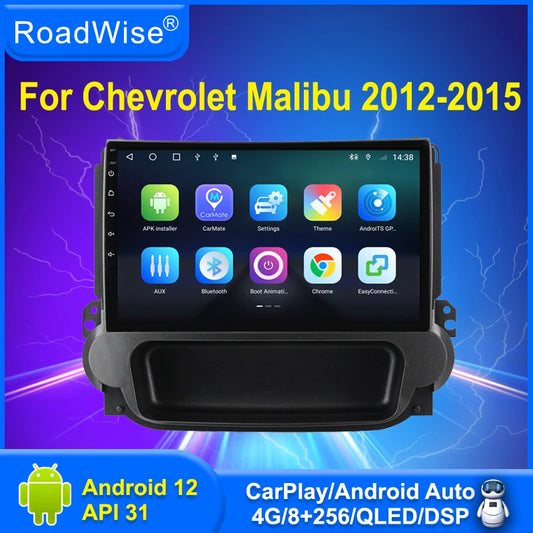 Roadwise 8+256 Android 12 Car Radio For Chevrolet Malibu 2012 2013 2014 2015 Multimedia Carplay 4G Wifi GPS DVD 2 DIN Autoradio