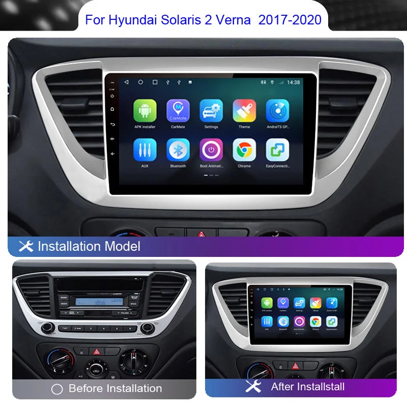 Roadwise 8+256 Android Car Radio For Hyundai Solaris 2 Verna 2017 2018 2019 2020 Multimedia Carplay 4G Wifi DVD 2 Din Autoradio