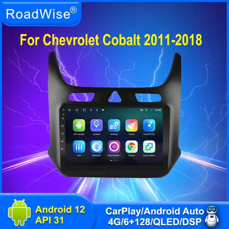 Roadwise 8+256 Android 12 Car Radio For Chevrolet Cobalt 2 2011 - 2018 Multimedia Carplay 4G Wifi GPS DVD 2 DIN Autoradio Stereo