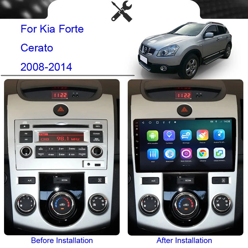 Roadwise Android Car Radio For Forte Cerato 2 TD 2008 2009 2010 2011 2012 2013 2014 4G GPS DVD 2 Din Head Unit No Emergency Part