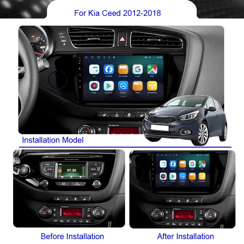 Roadwise 2Din Android Car Radio Multimedia CarPlay For Kia Cee'd Ceed JD 2012 2013 2014 2015 2016 2017 2018 4G GPS DVD autoradio