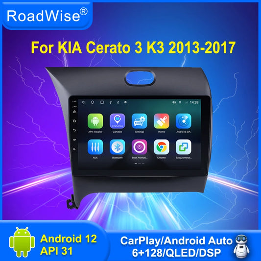 Roadwise 8+256 Android 12 Car Radio For Cerato 3 K3 2013 2014 2015 2016 2017 Multimedia Carplay 4G Wifi GPS DVD 2 Din Autoradio