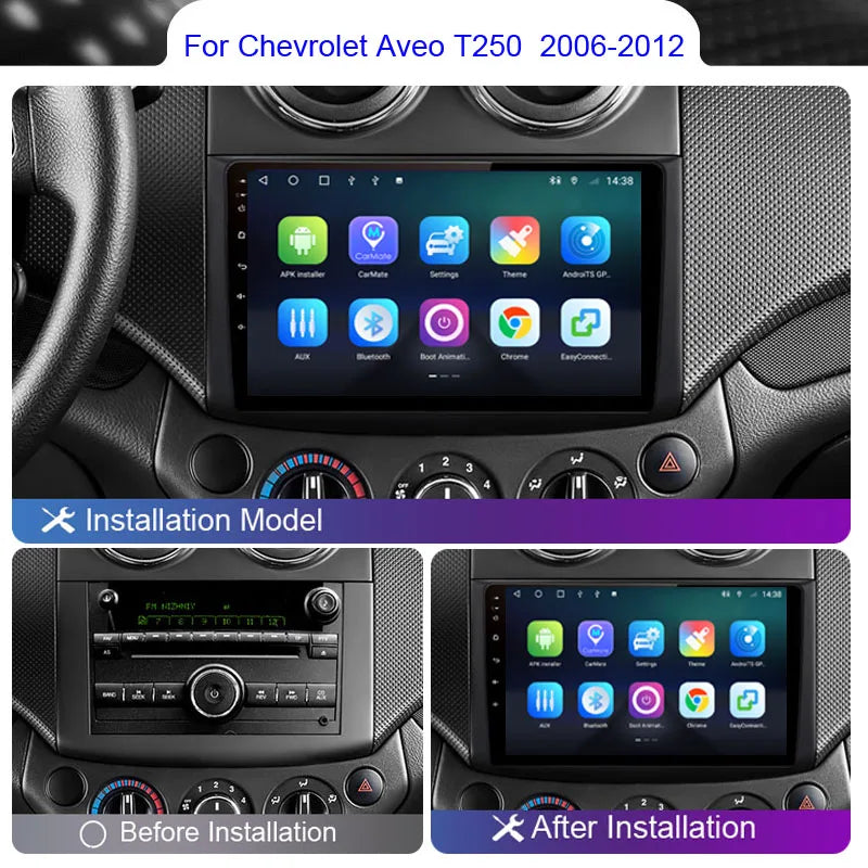 8+256 Android 12 Car Radio For Chevrolet Aveo T250 2006  2009 2011 2012 Multimedia Carplay 4G Wifi GPS DVD 2Din Autoradio Stereo