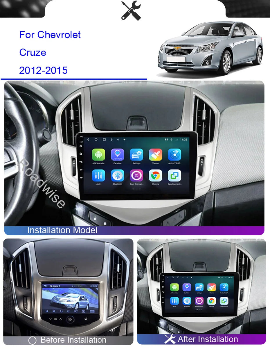 Roadwise 2 din Android Car Radio Multimedia For Chevrolet Cruze J300 J308 2012 2013 2014 2015 4G Wifi GPS DVD DSP autoradio 2din