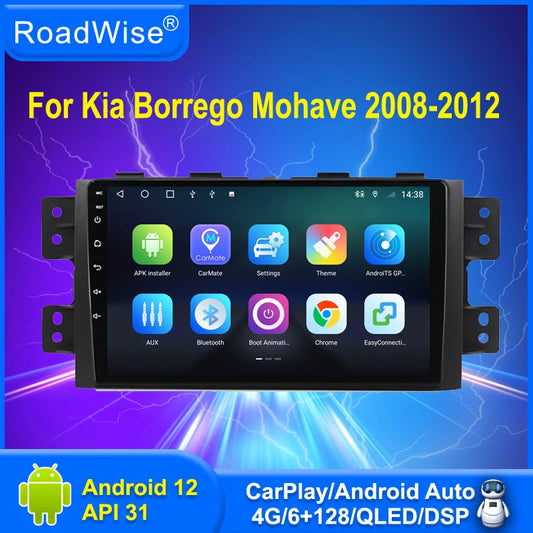 Roadwise 8+256 Android 12 Car Radio For Kia Borrego Mohave 2008 2009 2010 2011 2012 Multimedia 4G Wifi GPS DVD Carplay Autoradio