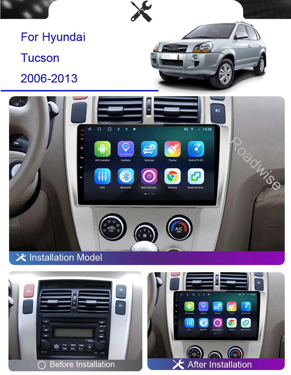 Android 12 Car Radio For Hyundai Tucson 2004 - 2013 Multimedia 4G Wifi Navi GPS 2DIN DVD DSP IPS BT Headunit Autostereo Carplay