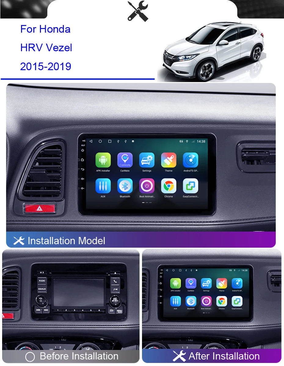 Roadwise 2 din Android Car Radio Carplay For Honda HRV HR-V Vezel 2015 2016 2017 2018 2019 Multimedia 4G Wifi GPS DVD Autoradio