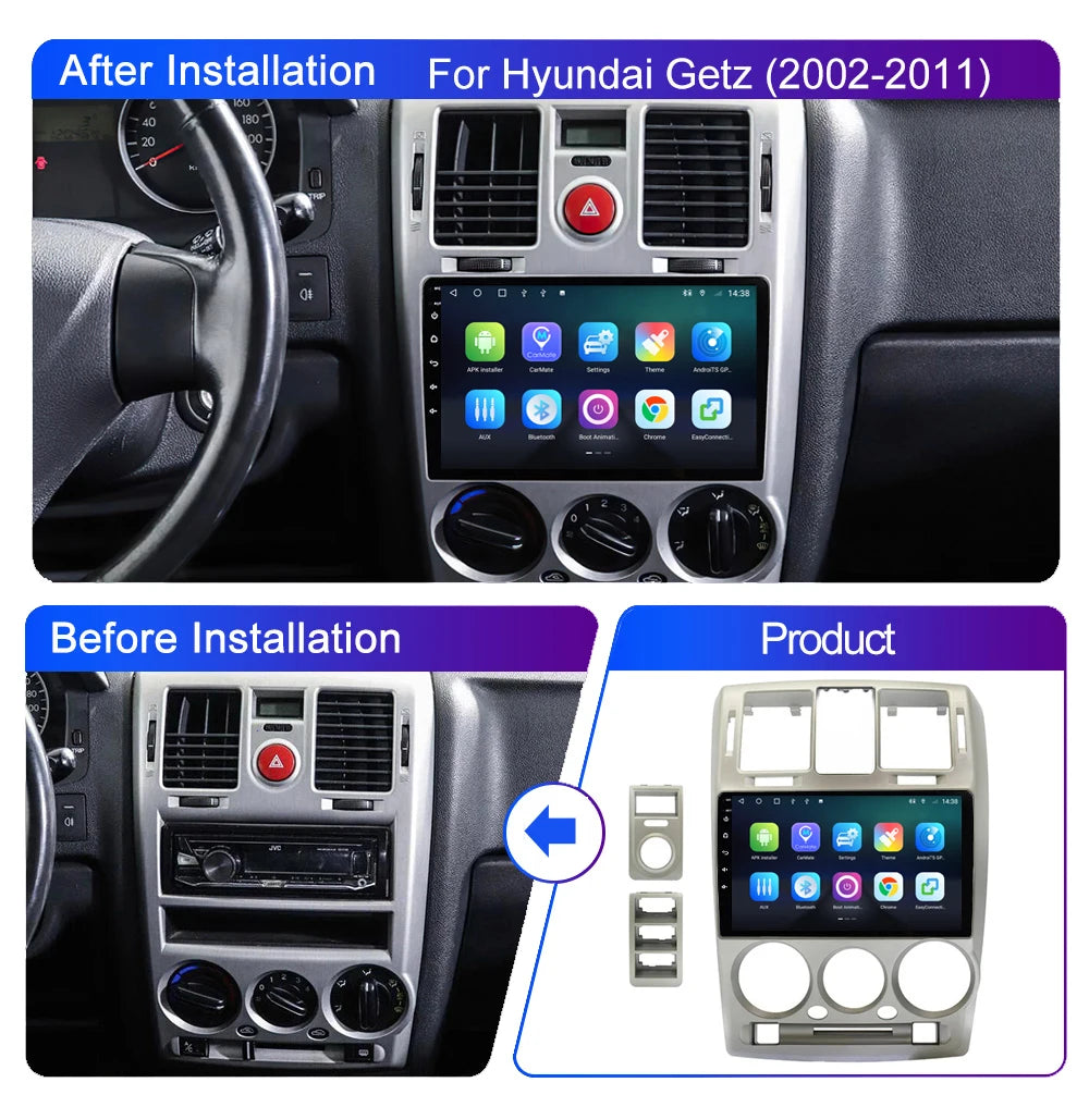 8+256 Android 12 Car Radio For Hyundai Getz LHD RHD 2002 - 2011 Multimedia 4G Wifi Navi GPS DVD 2 DIN Carplay Autoradio Stereo