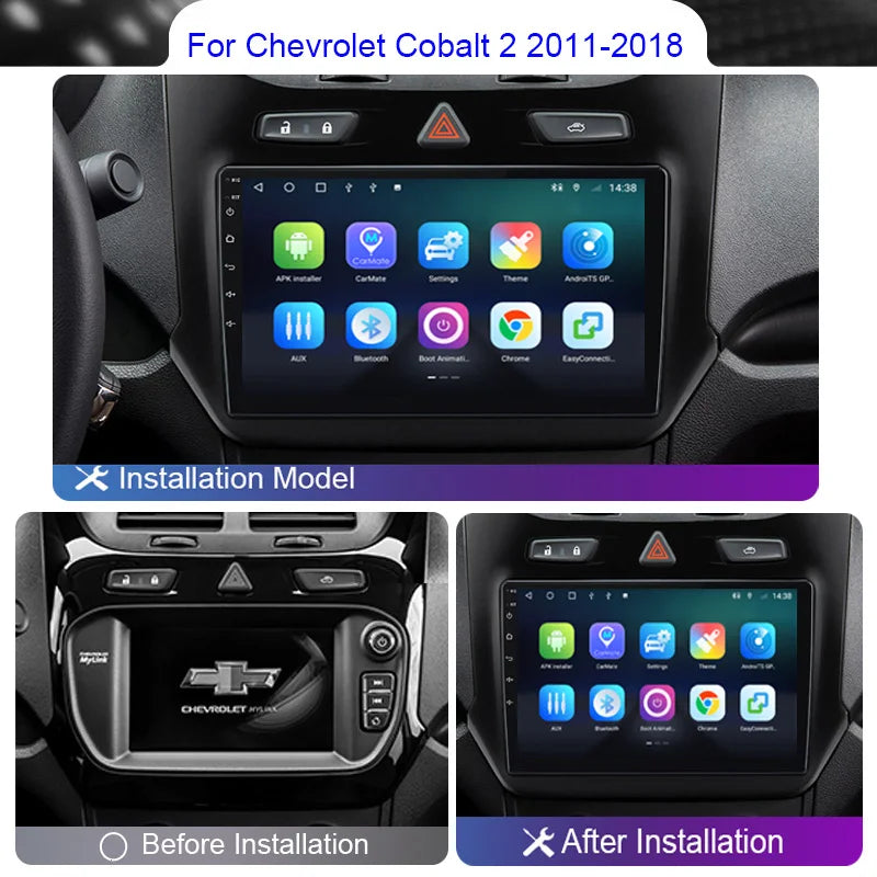 Roadwise 8+256 Android 12 Car Radio For Chevrolet Cobalt 2 2011 - 2018 Multimedia Carplay 4G Wifi GPS DVD 2 DIN Autoradio Stereo