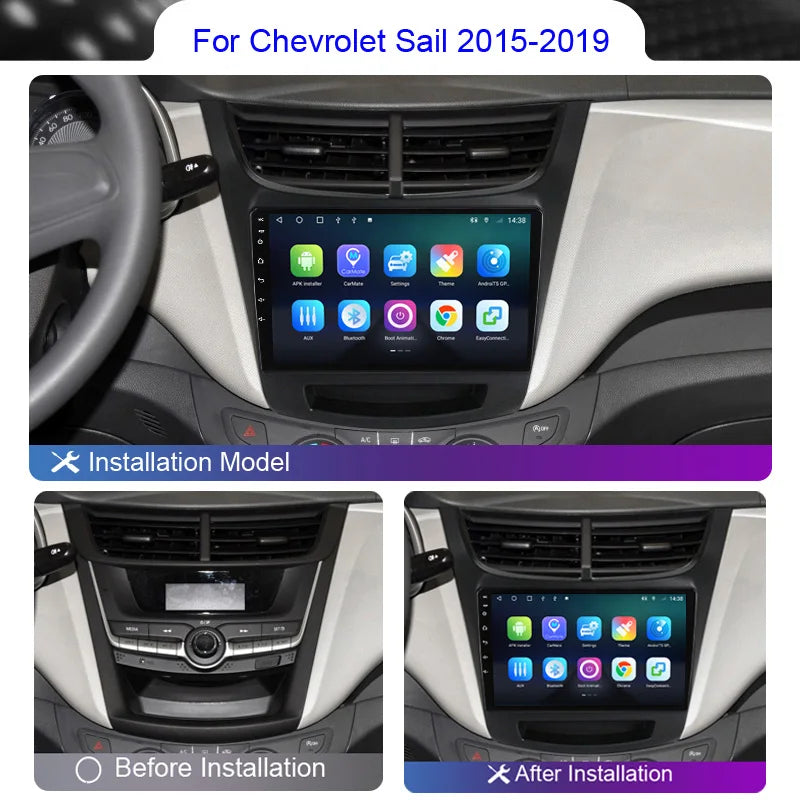 Roadwise 8+256 Android 12 Car Radio For Chevrolet Sail Aveo 2015 - 2018 2019 Multimedia Carplay 4G Wifi GPS DVD 2 Din Autoradio