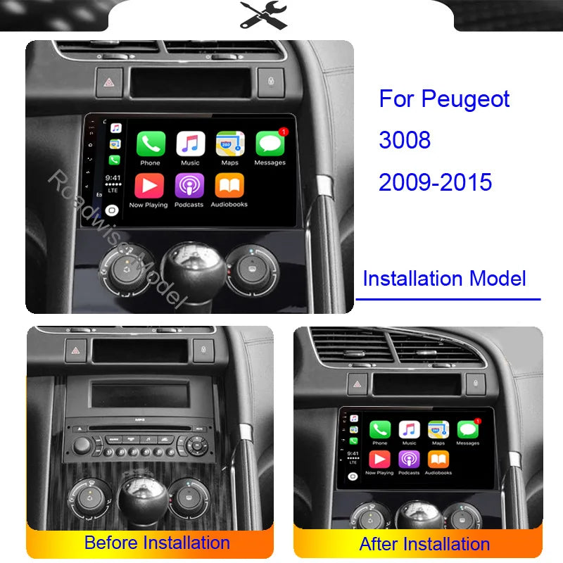 Roadwise Android Car Radio Multimedia CarPlay For Peugeot 3008 2009 2010 2011 2012 2013 2015 4G Wifi GPS 2 din DSP DVD Head uint