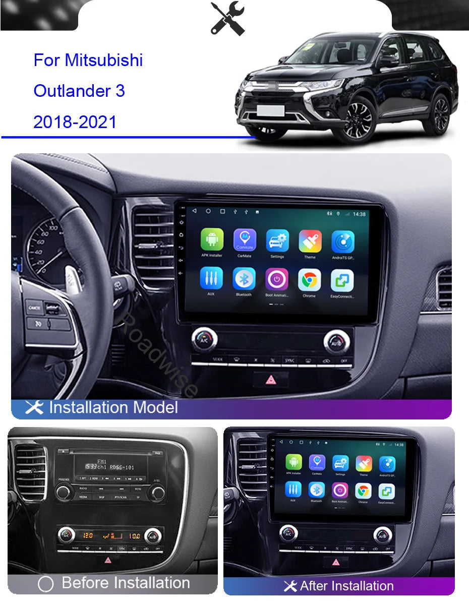 Android Car Radio Multimedia Carplay For Mitsubishi Outlander 3 III LHD GF0W GG0W 2018 2019 2020 2021 4G Wifi DVD Navi GPS 2 Din