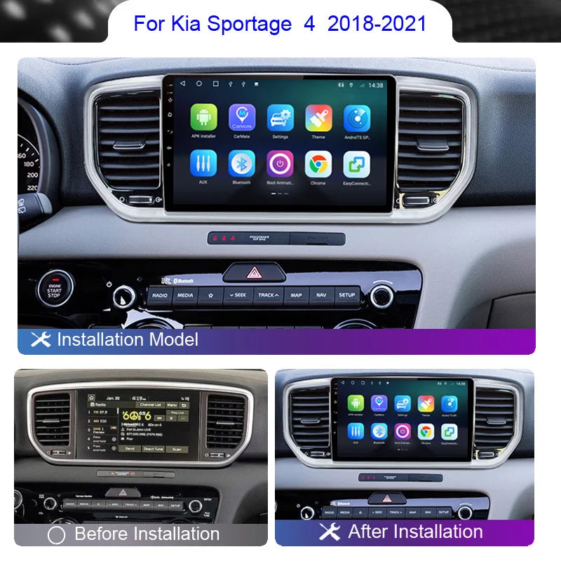 Roadwise Android Car Radio Multimedia Carplay For Kia Sportage 4 QL KX5 2018 2019 2020 2021 4G Wifi GPS DSP DVD 2 Din Autostereo