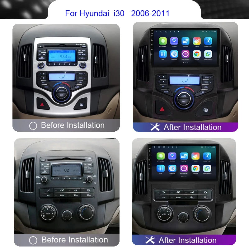 8+256 Android 12 Car Radio For Hyundai i30 2006 2008 2009 2010 2011 Multimedia 4G GPS DSP IPS DVD 2Din Headunit Autoradio Stereo