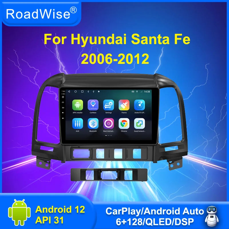 Roadwise Android DSP Car Radio Multimidia Player For Hyundai Santa Fe 2 2006 2007 2008-2011 2012 GPS DVD 2 din Head Unit Carplay