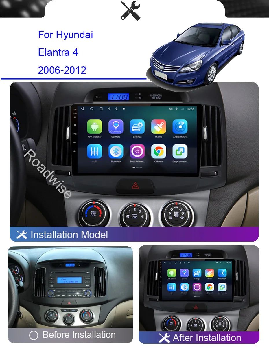 Android Auto Radio Multimedia Carplay For Hyundai Elantra 2006 2007 2008 2009 2010 2011 4G Wifi GPS DVD 2Din Autostereo Headunit