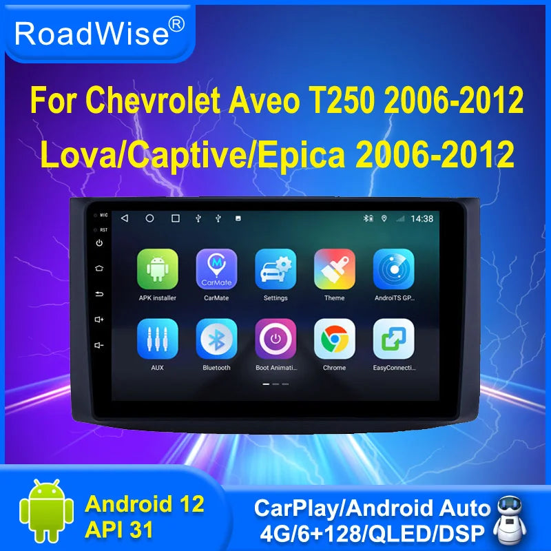 8+256 Android 12 Car Radio Carplay For Chevrolet Aveo T250 Lova Captive Epica 2006 - 2012 4G Wifi GPS 2 Din DVD Autoradio Stereo