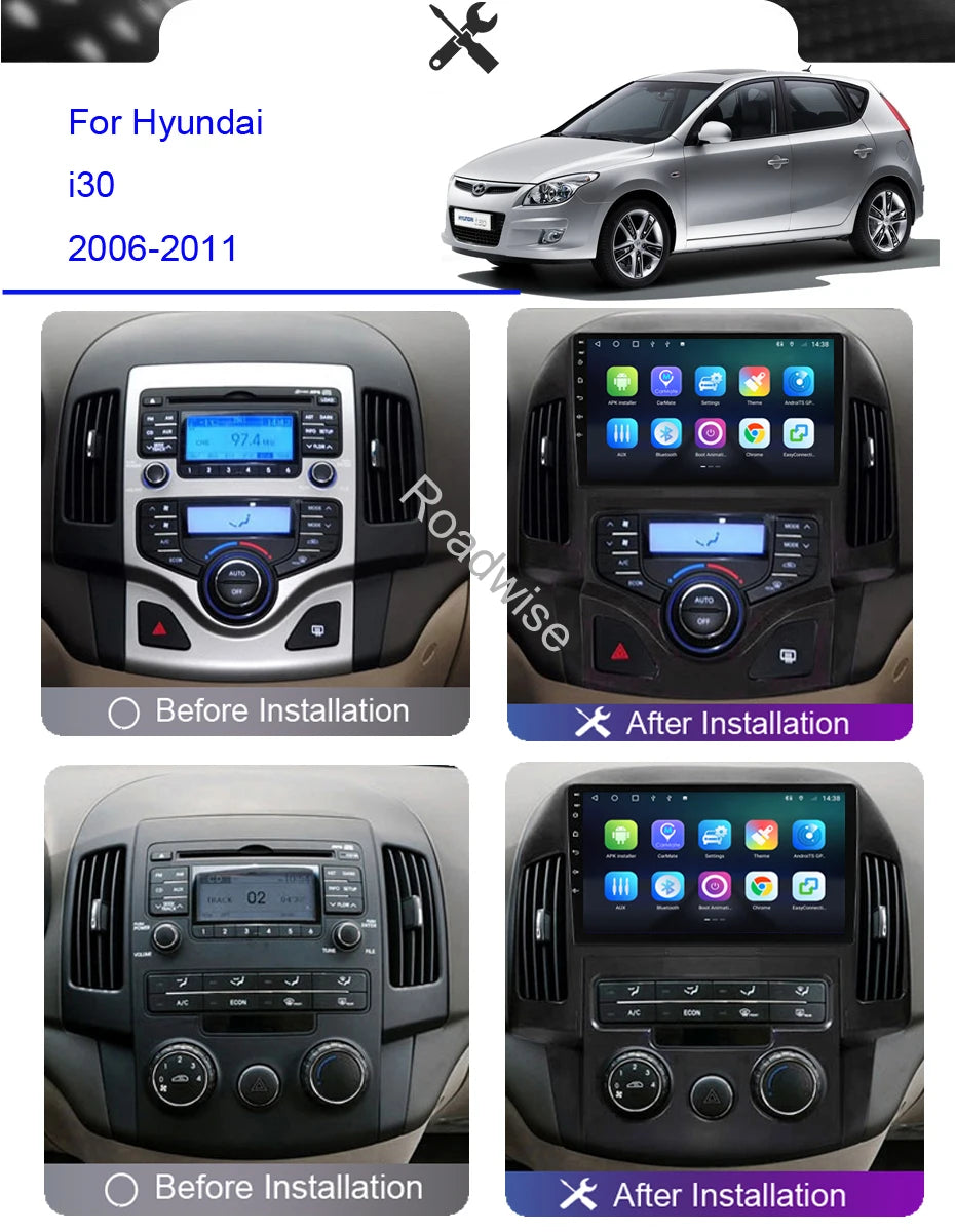 8+256 Android 12 Car Radio For Hyundai i30 2006 2008 2009 2010 2011 Multimedia 4G GPS DSP IPS DVD 2Din Headunit Autoradio Stereo