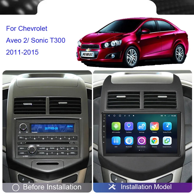 8+256 Android Car Radio For Chevrolet Aveo 2 Sonic T300 2011 2012 2013 2014 2015 Multimedia 4G Wifi GPS DSP DVD 2 DIN Autoradio