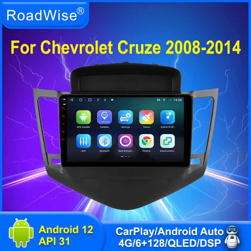 Roadwise 8+256 Android 12 Car Radio For Chevrolet Cruze 2008 - 2011 2012 2014 Multimedia Carplay 4G Wifi GPS DVD 2 DIN Autoradio