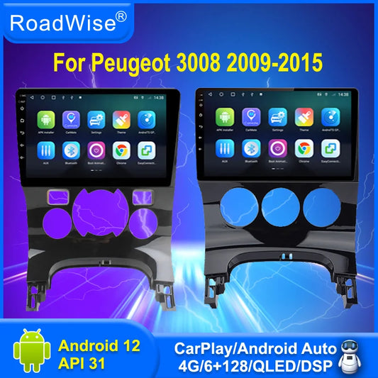 Roadwise Android Car Radio Multimedia CarPlay For Peugeot 3008 2009 2010 2011 2012 2013 2015 4G Wifi GPS 2 din DSP DVD Head uint